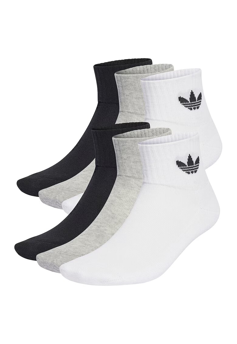 adidas Originals Set de sosete scurte unisex Daily Essentials - 6 perechi - Alb/Negru/Gri