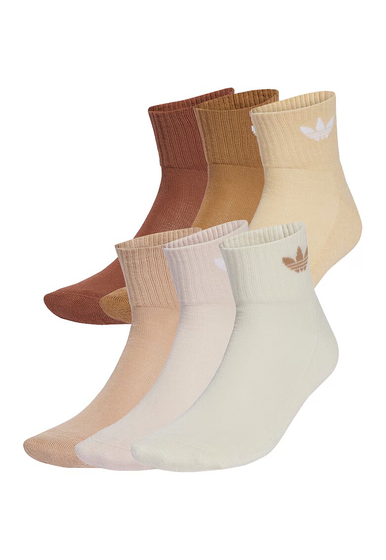 adidas Originals Set de sosete scurte unisex Daily Essentials - 6 perechi - Maro/Caramel/Bej deschis