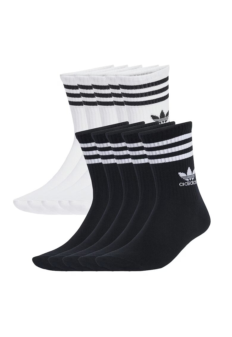 adidas Originals Set de sosete unisex cu logo - 5 perechi - Alb/Negru