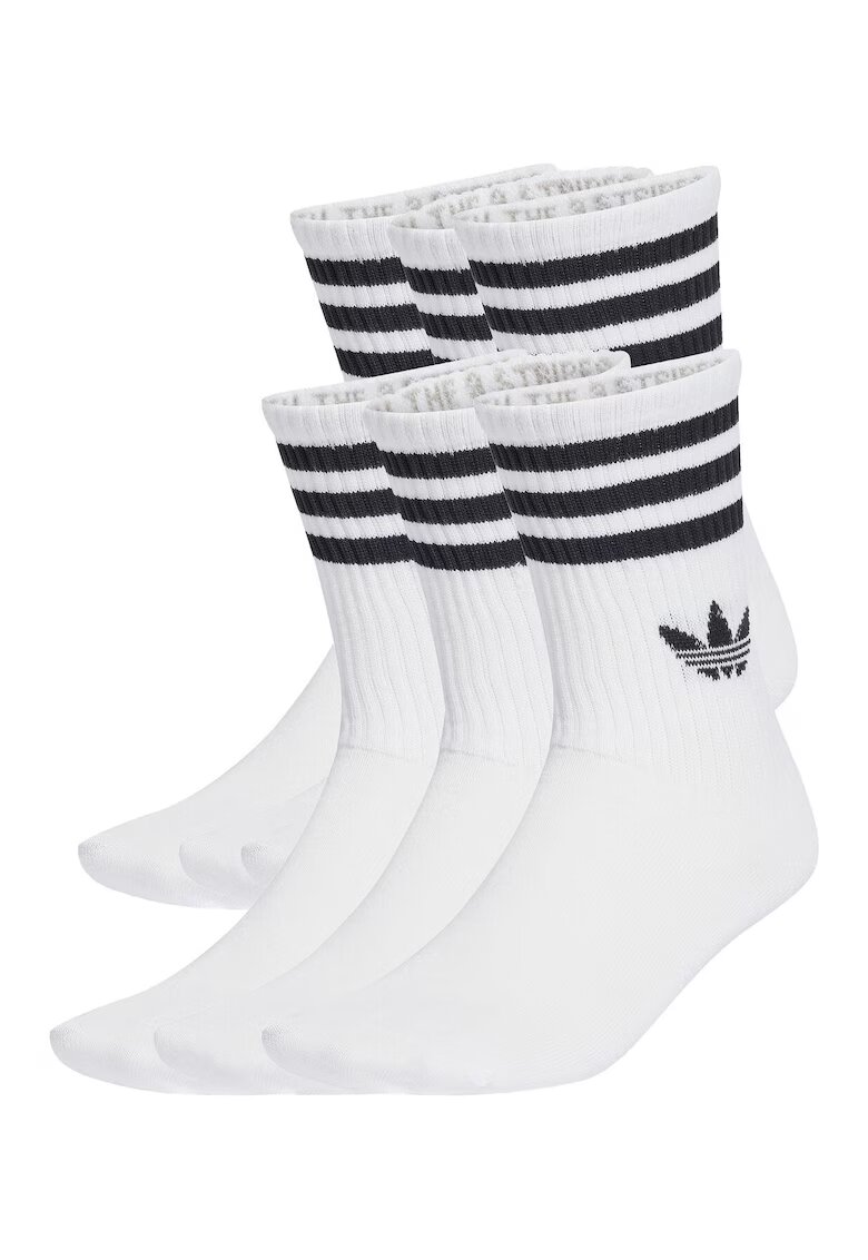 adidas Originals Set de sosete unisex cu logo - 6 perechi - Alb/Negru