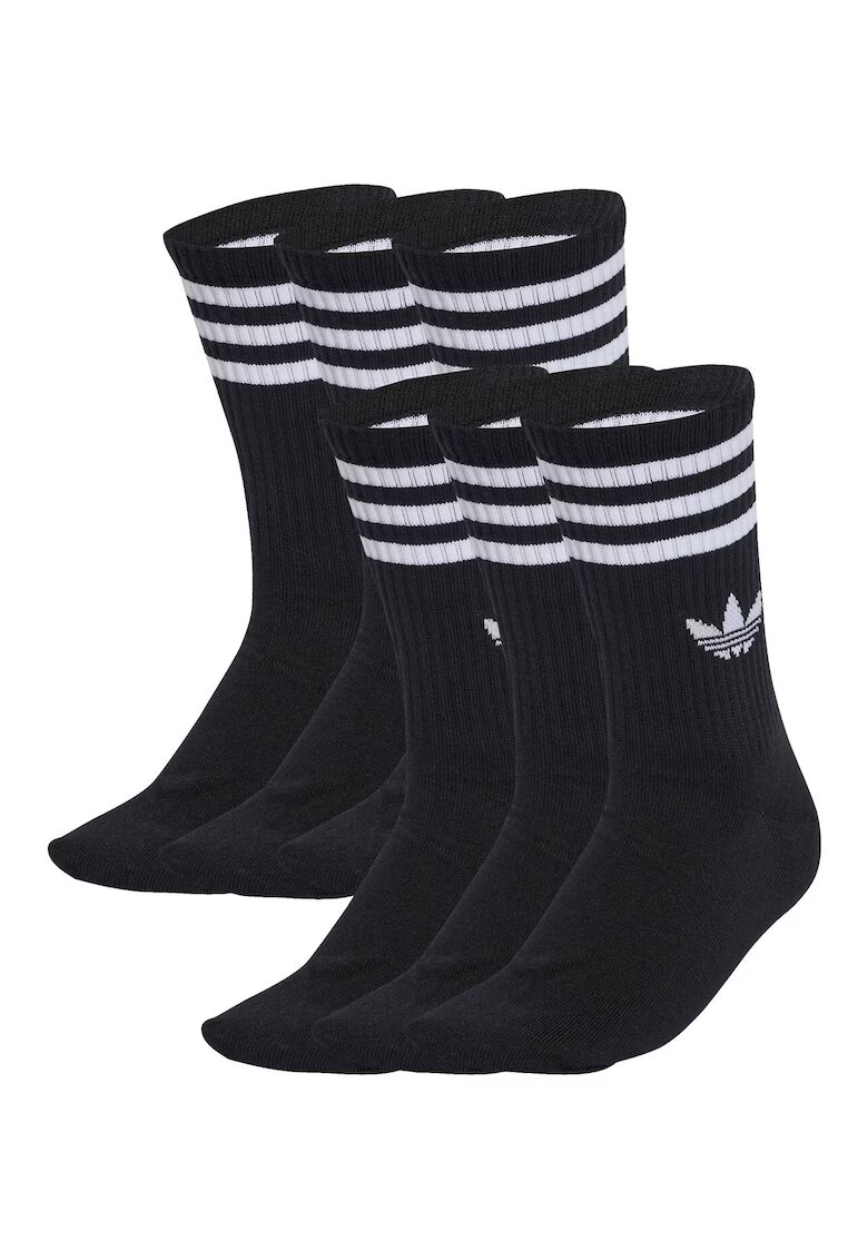 adidas Originals Set de sosete unisex lungi - cu accente contrastante - 6 perechi - Negru