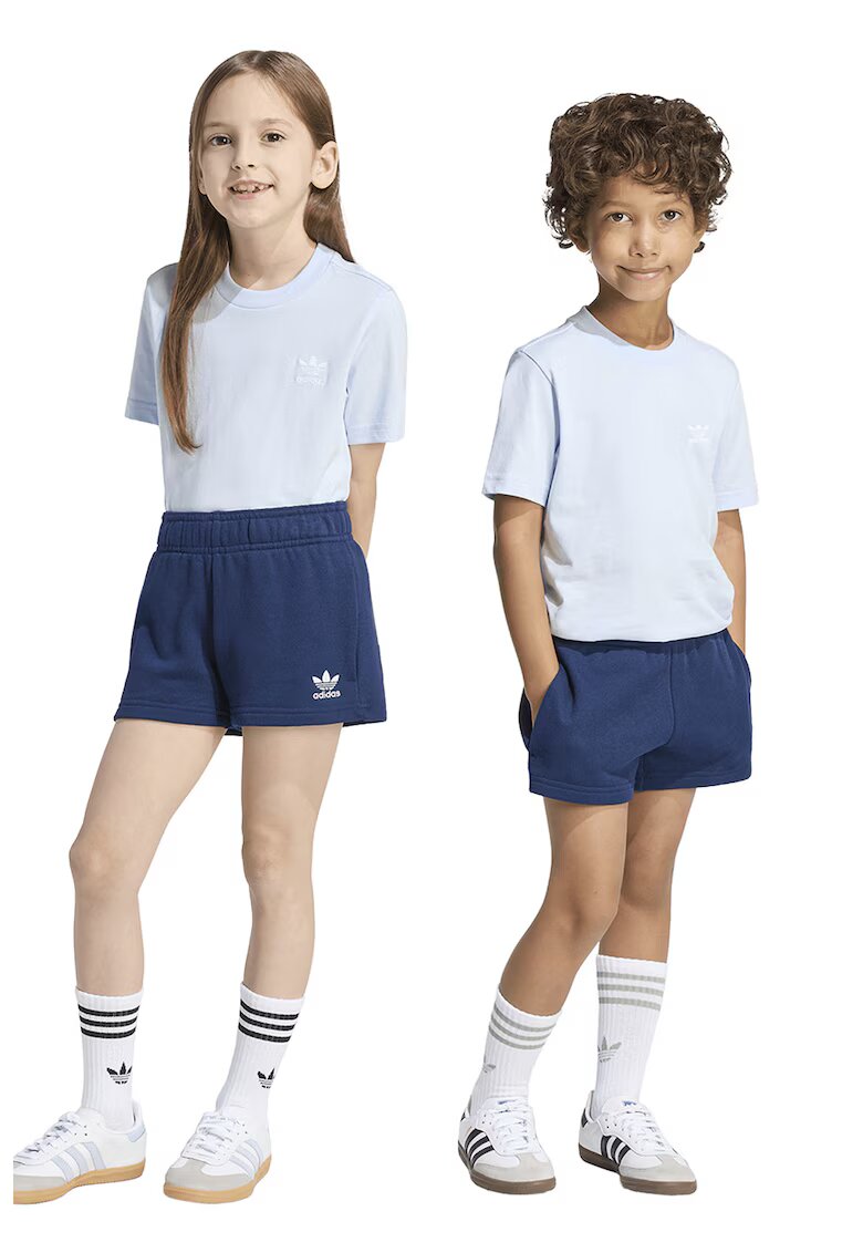 adidas Originals Set de tricou de bumbac si pantaloni scurti cu logo - 2 piese - Albastru glaciar/Bleumarin
