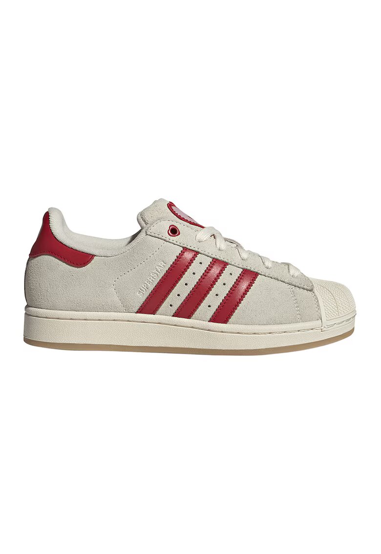 adidas Originals Tenisi Superstar II din piele intoarsa - Rosu/Alb fildes