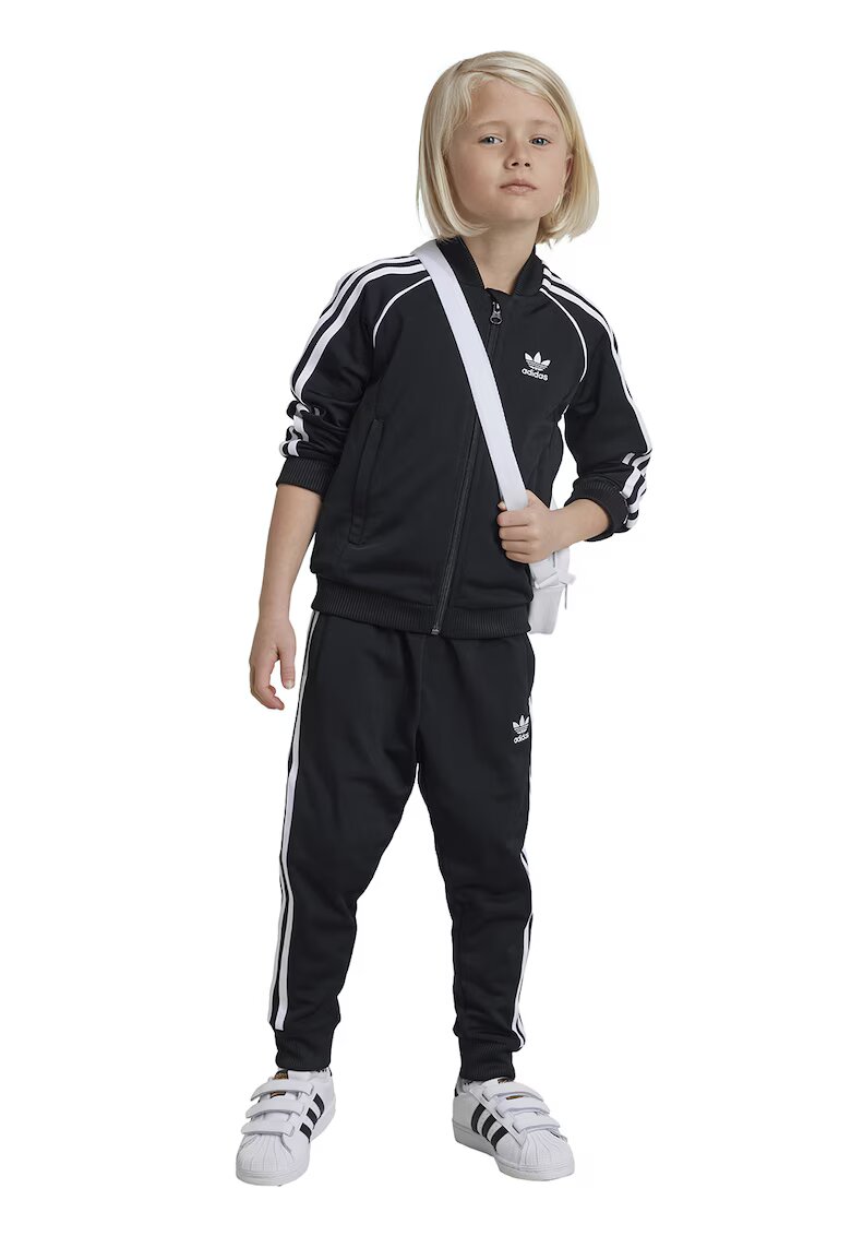 adidas Originals Trening cu fermoar si broderie logo - Alb/Negru