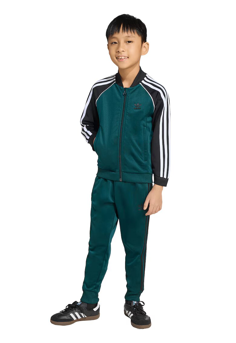 adidas Originals Trening cu fermoar si broderie logo - Alb/Verde padure