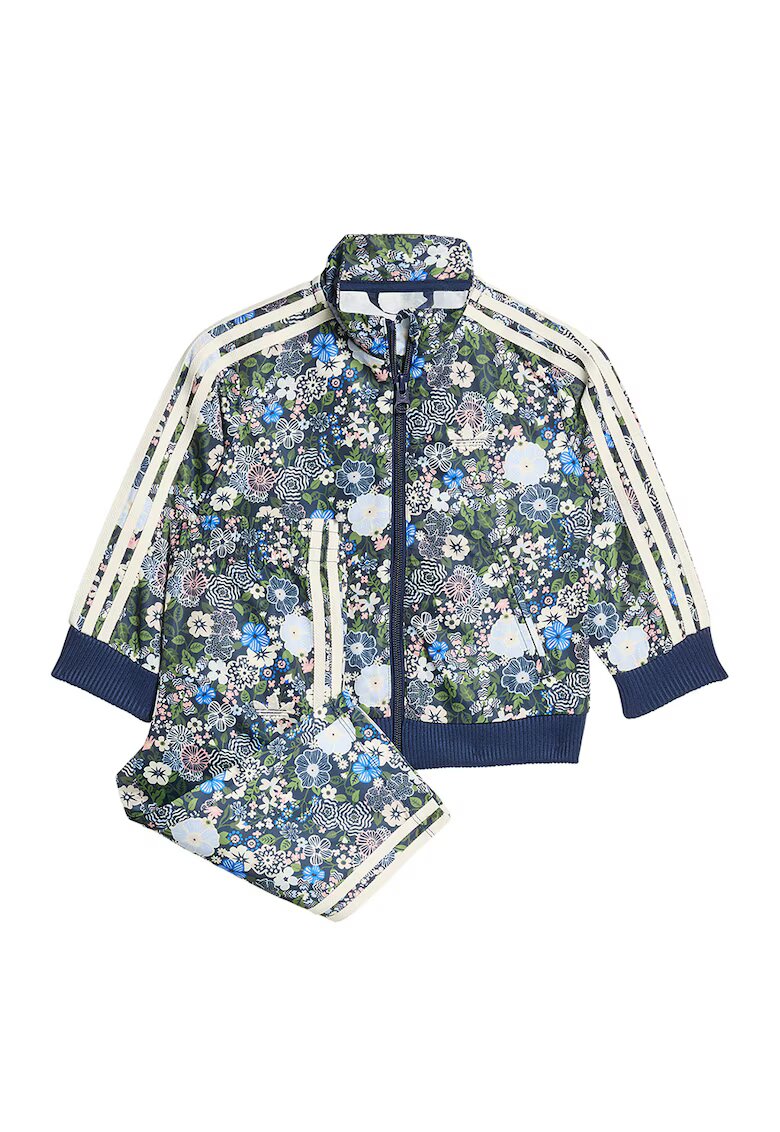 adidas Originals Trening cu model floral si fermoar Firebird - Alb/Verde/Albastru indigo