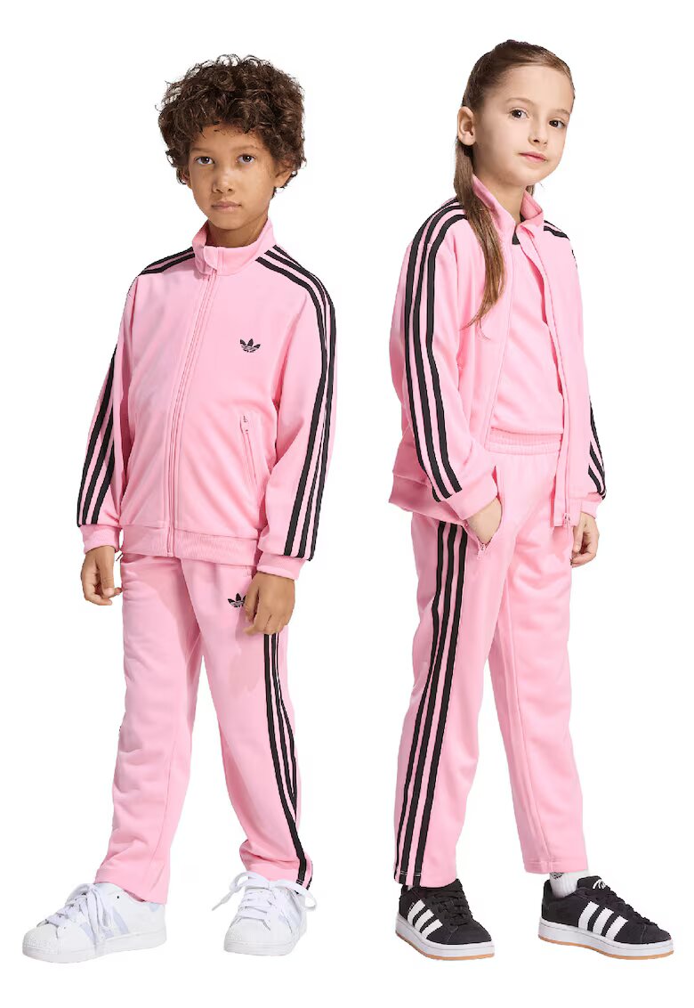 adidas Originals Trening regular fit cu fermoar si benzi contrastante - Negru/Roz