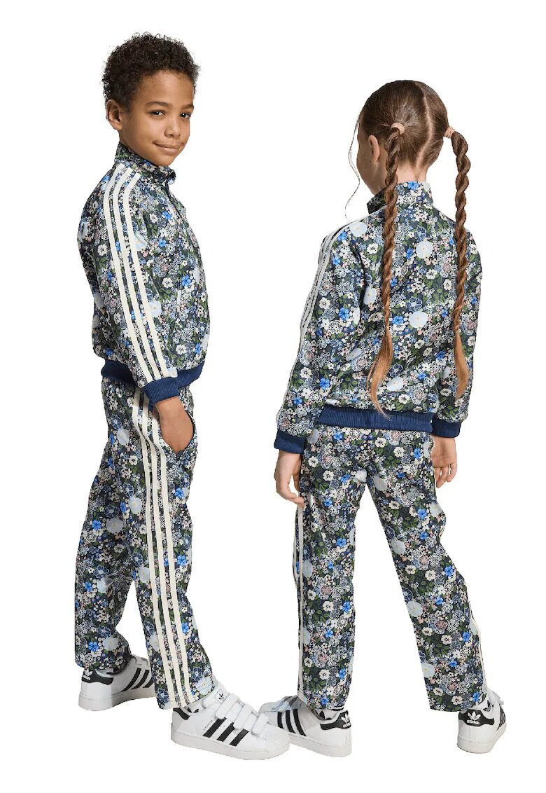 adidas Originals Trening unisex cu model floral si fermoar Firebird - Alb fildes/Bleumarin