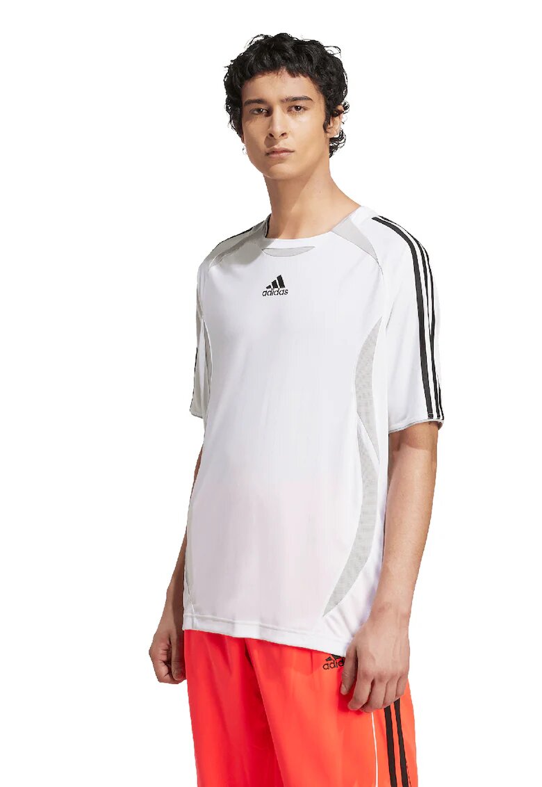 adidas Originals Tricou cu decolteu la baza gatului si garnituri contrastante - Negru/Alb optic