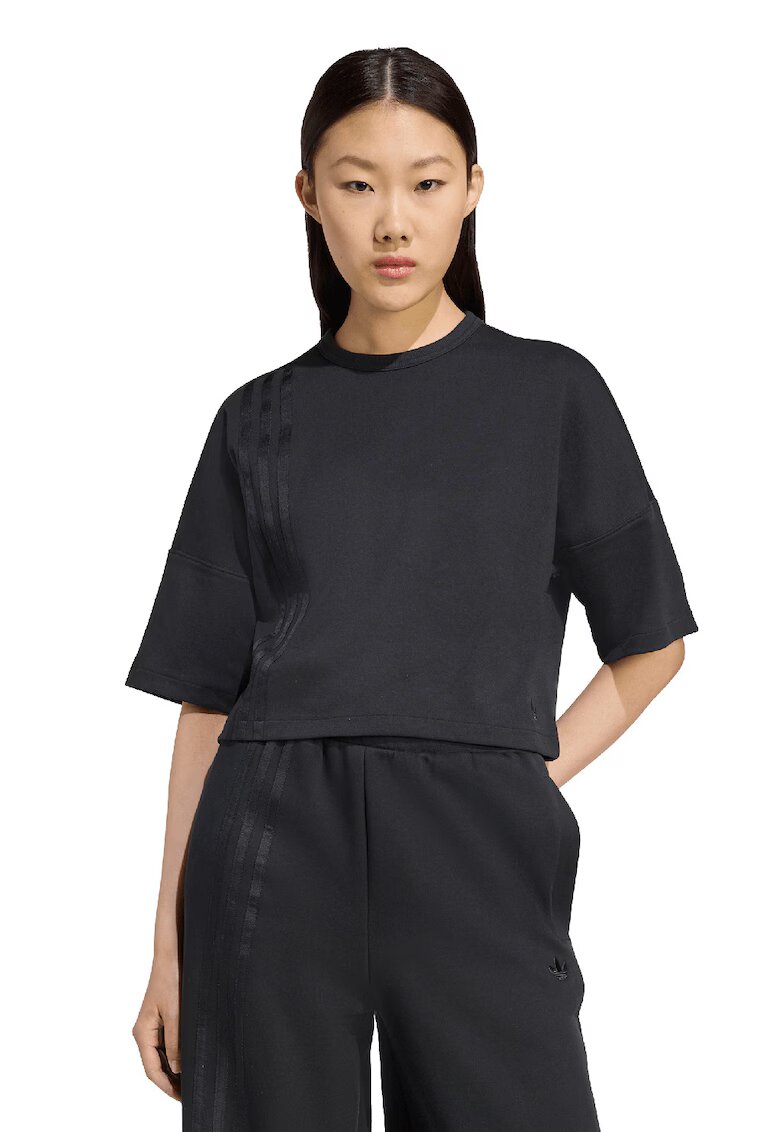 adidas Originals Tricou cu decolteu la baza gatului si logo - Negru