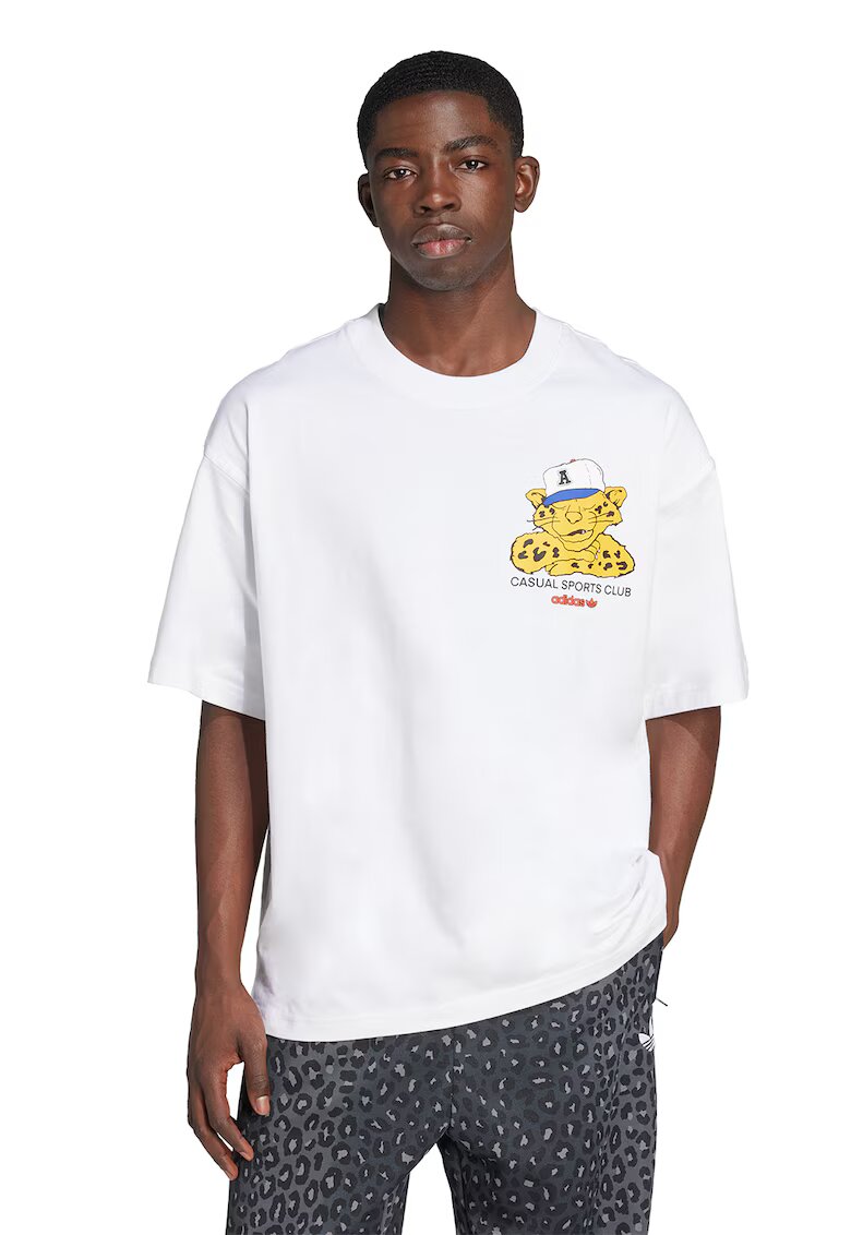 adidas Originals Tricou de bumbac cu model grafic - Galben/Alb optic