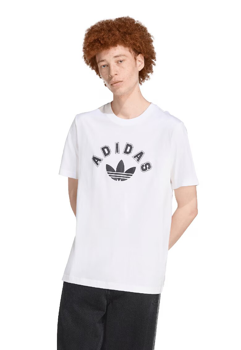 adidas Originals Tricou din bumbac cu imprimeu logo - Alb