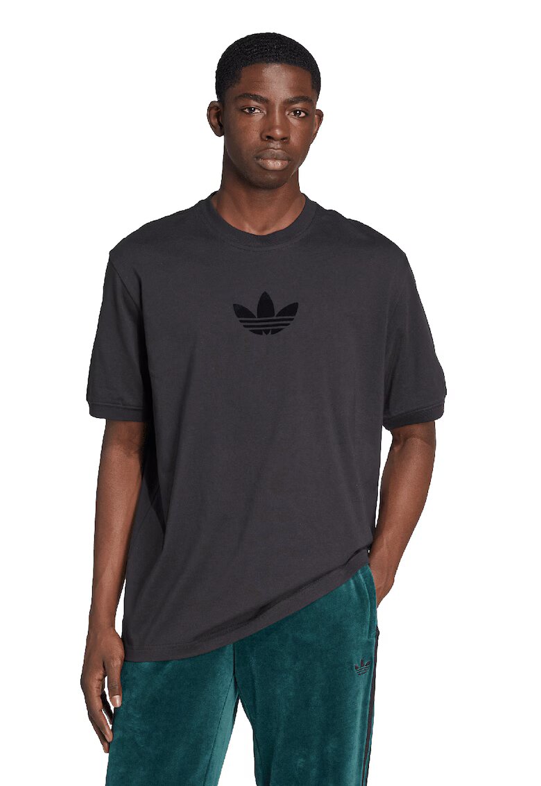 adidas Originals Tricou lejer de bumbac cu logo - Negru stins