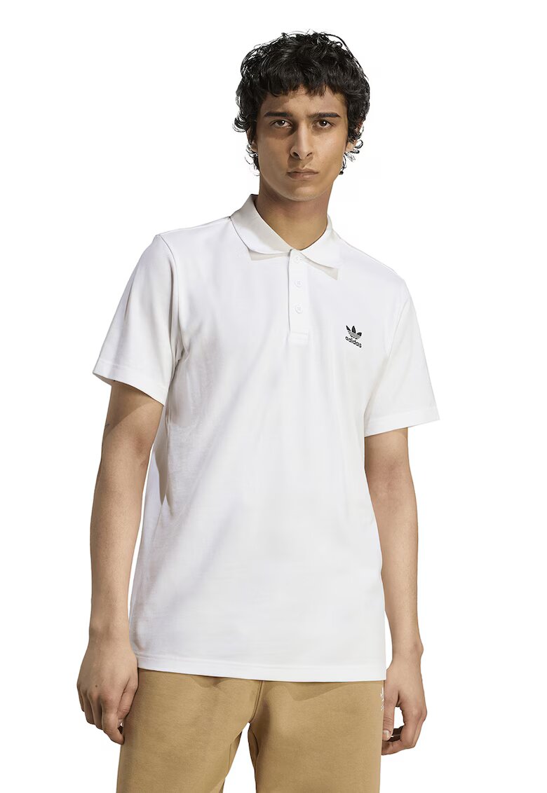 adidas Originals Tricou polo cu imprimeu logo pe piept - Alb