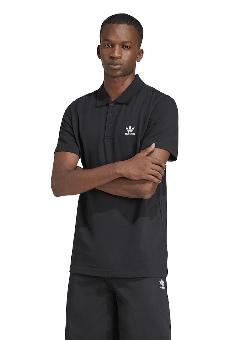 adidas Originals Tricou polo cu imprimeu logo pe piept - Negru