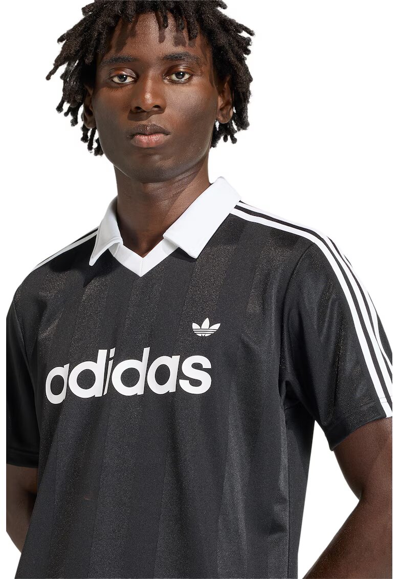 adidas Originals Tricou polo cu logo - Alb/Negru