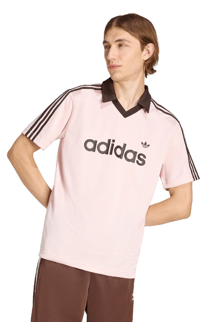 adidas Originals Tricou polo cu logo - Maro/Roz prafuit