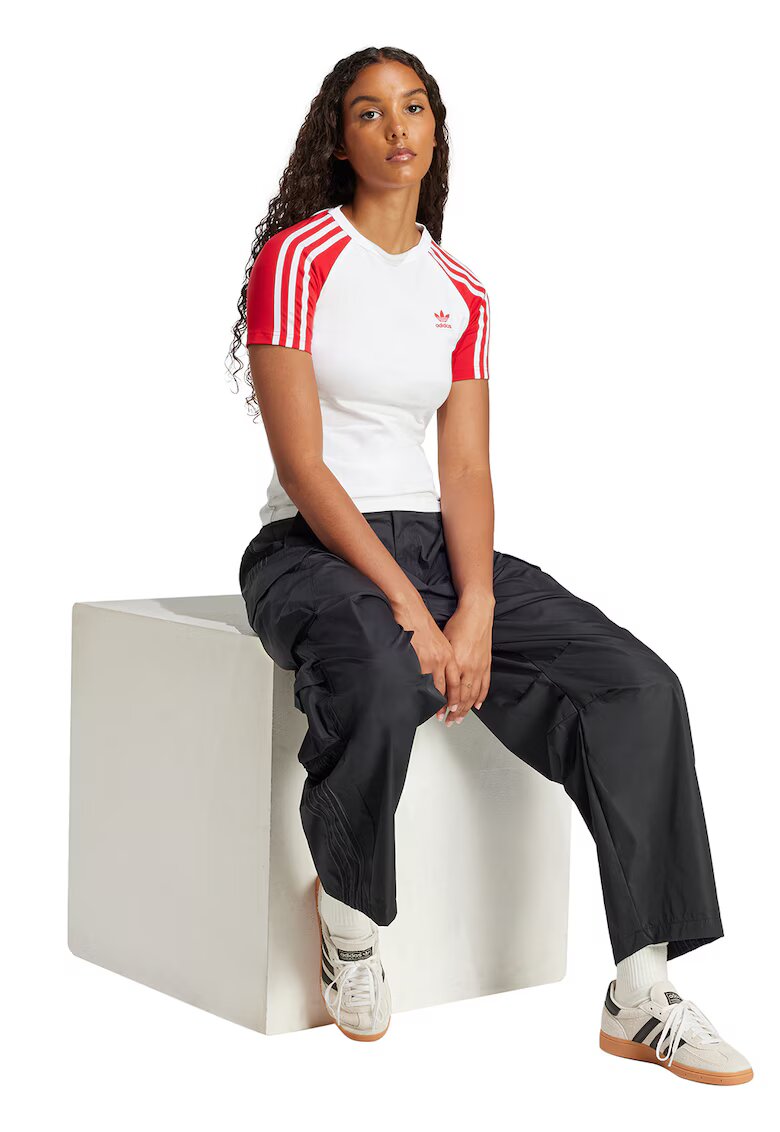 adidas Originals Tricou slim fit cu logo - Rosu/Alb