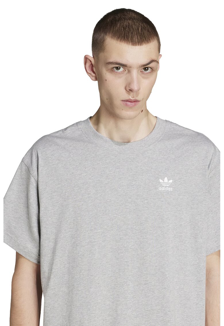adidas Originals Tricou supradimensionat de bumbac cu logo Trefoil Essentials - Alb/Gri melange
