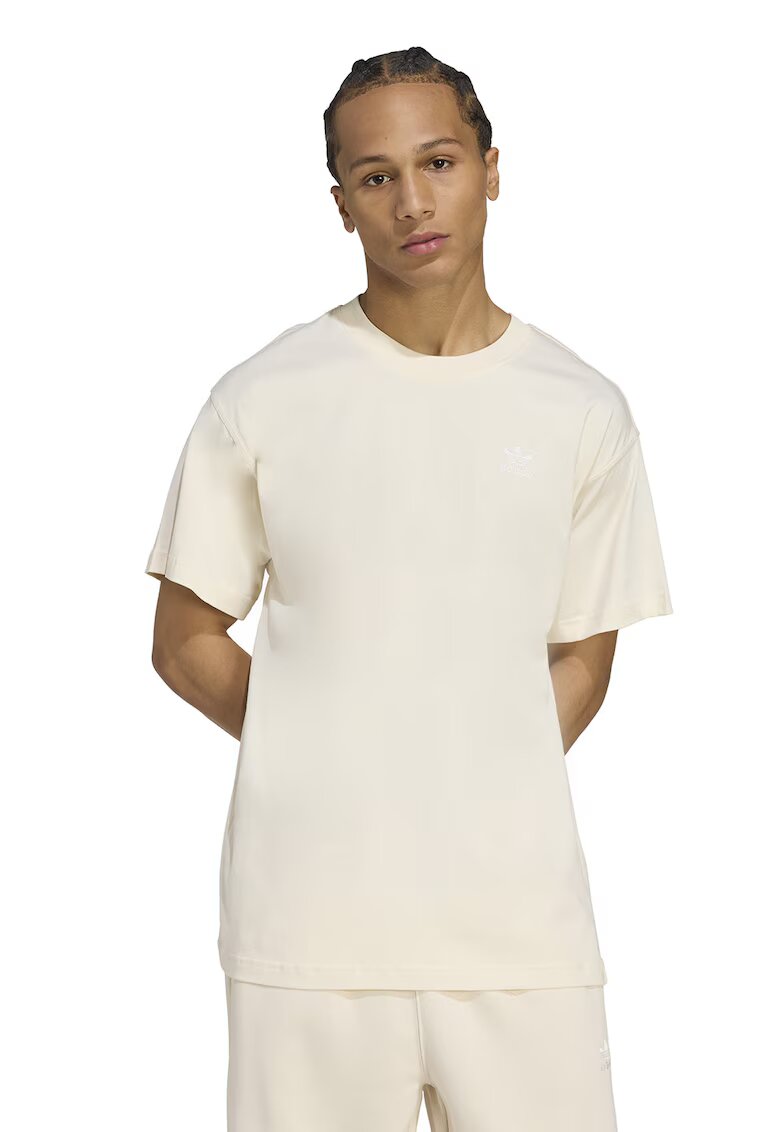 adidas Originals Tricou supradimensionat de bumbac cu logo Trefoil Essentials - Alb murdar