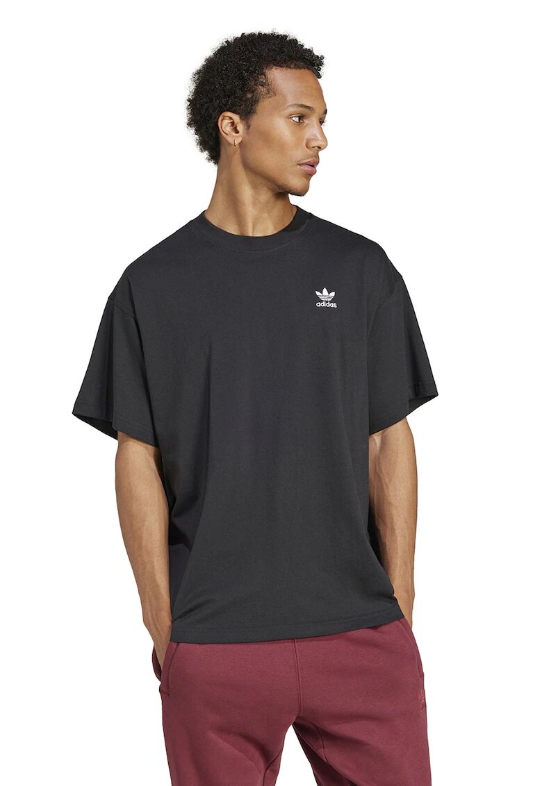 adidas Originals Tricou supradimensionat de bumbac cu logo Trefoil Essentials - Negru