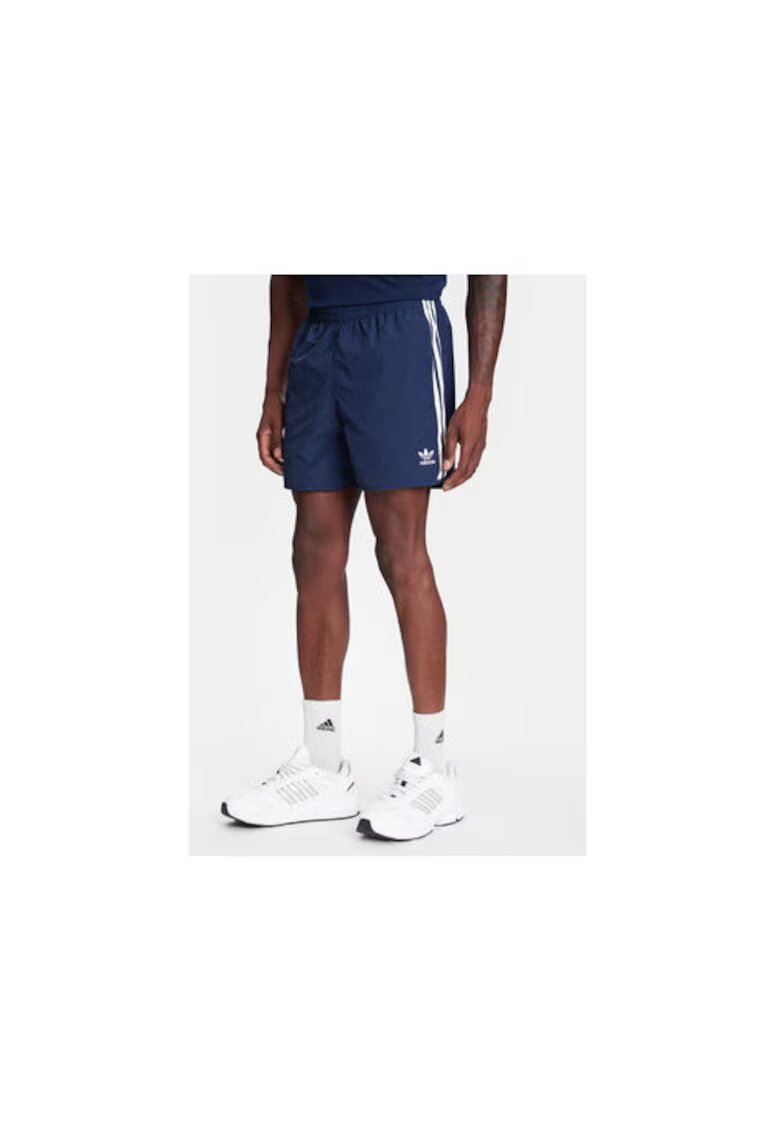 adidas Pantaloni scurti de trening din amestec de poliamida cu dungi laterale si logo