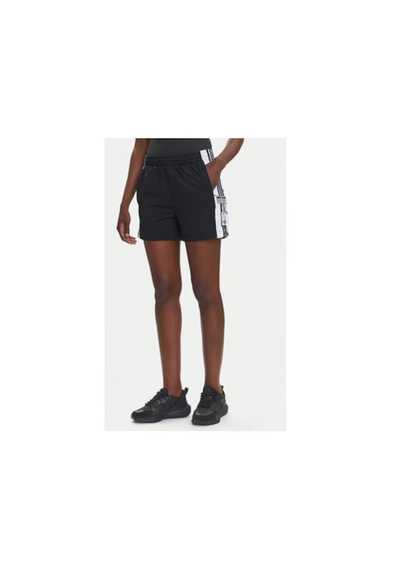 adidas Pantaloni scurti de trening din poliester cu capse laterale si logo