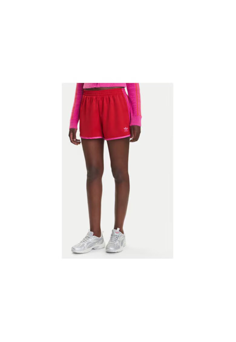 adidas Pantaloni scurti de trening din poliester cu dungi si logo