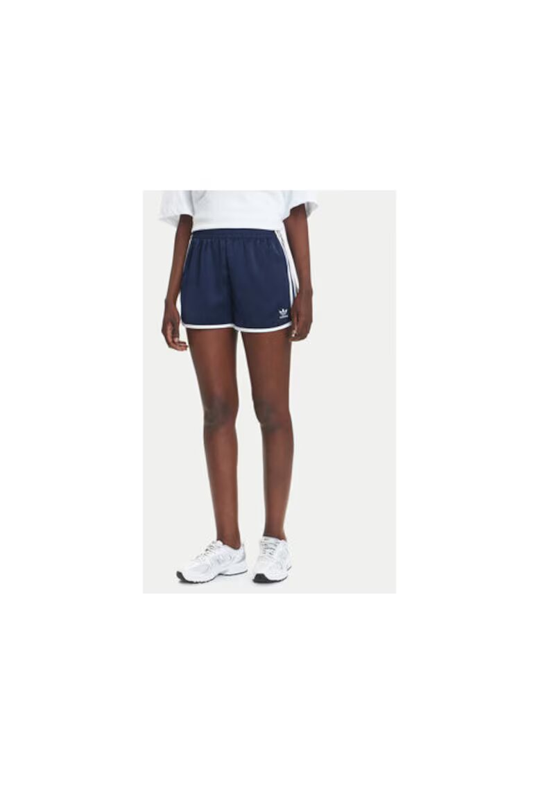 adidas Pantaloni scurti de trening din poliester cu margini contrastante si logo frontal