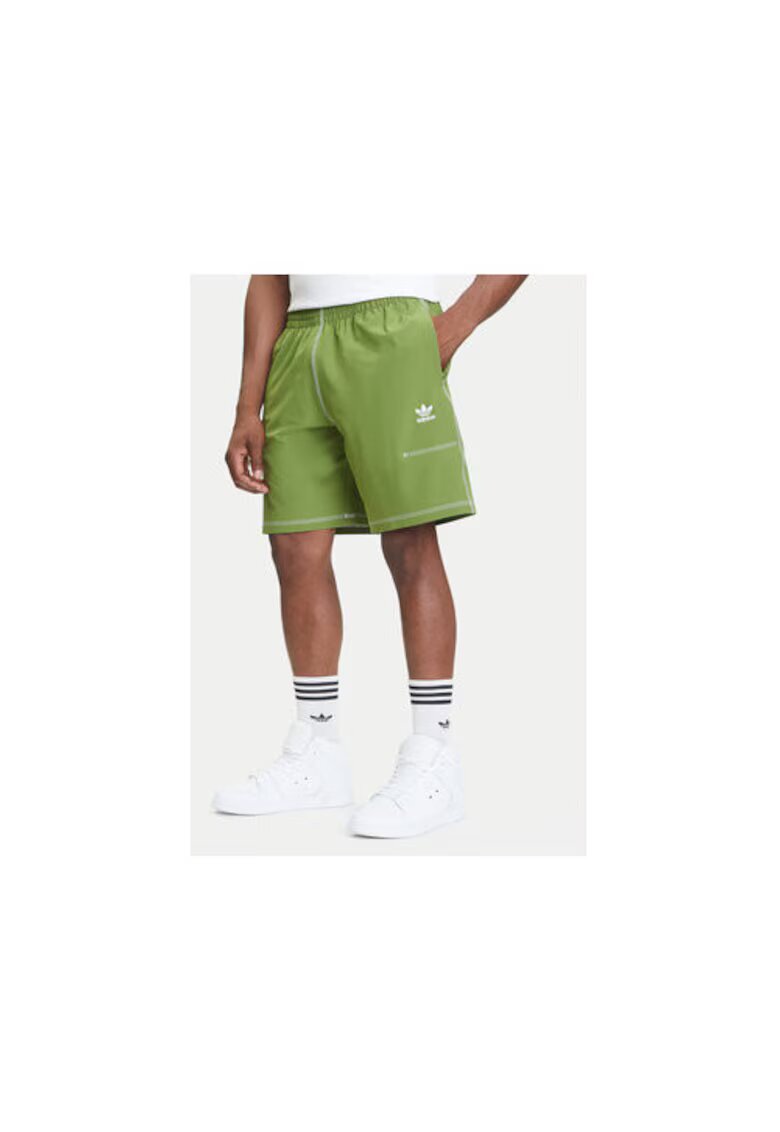 adidas Pantaloni scurti de trening din poliester cu model cusut si logo