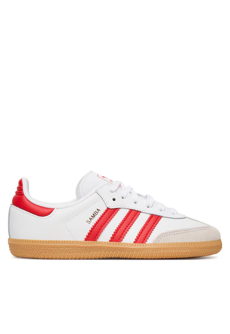 adidas Pantofi sport copii - Samba OG C - piele ecologica - alb/rosu/maro