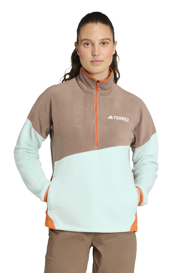 Adidas PERFORMANCE Bluza de trening cu fermoar scurt - pentru drumetii - Verde pal/Maro deschis