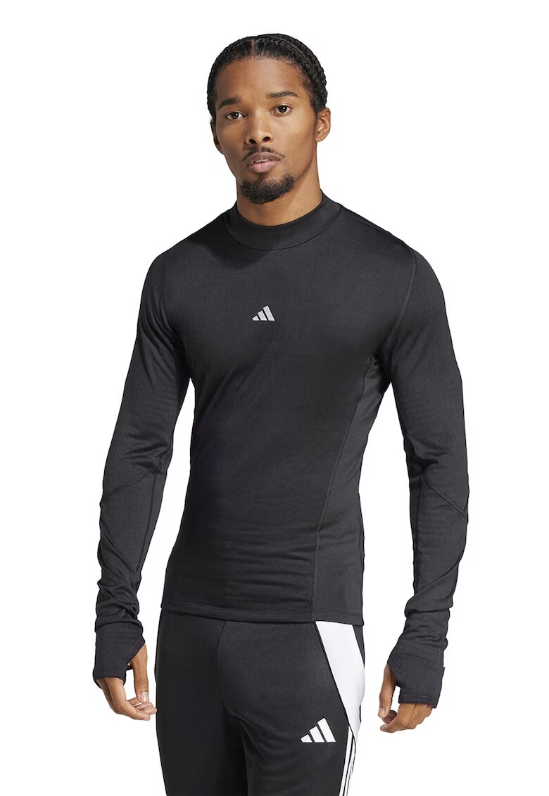 Adidas PERFORMANCE Bluza slim fit cu logo - Negru/Alb optic