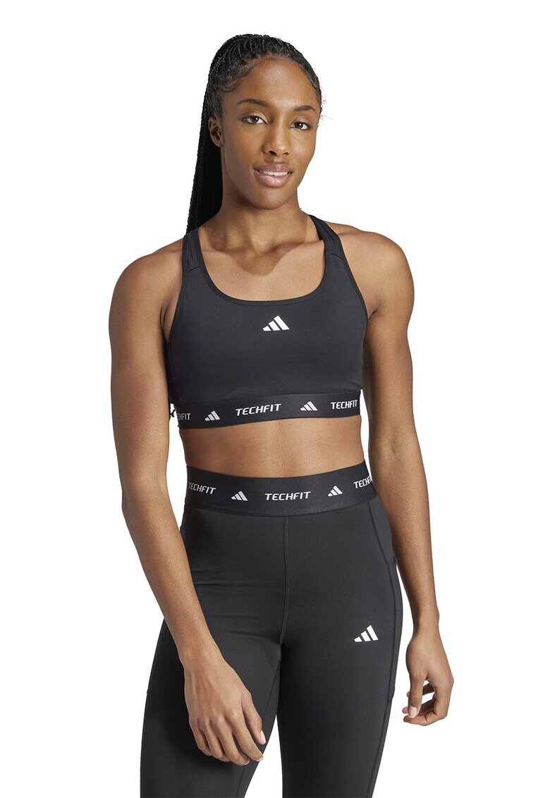 Adidas PERFORMANCE Bustiera cu logo si decupaj pe partea din spate - pentru fitness - Negru