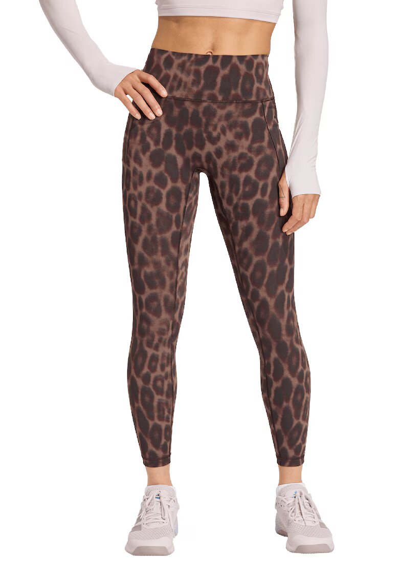 Adidas PERFORMANCE Colanti crop cu talie inalta si animal print pentru fitness - Negru/Maro