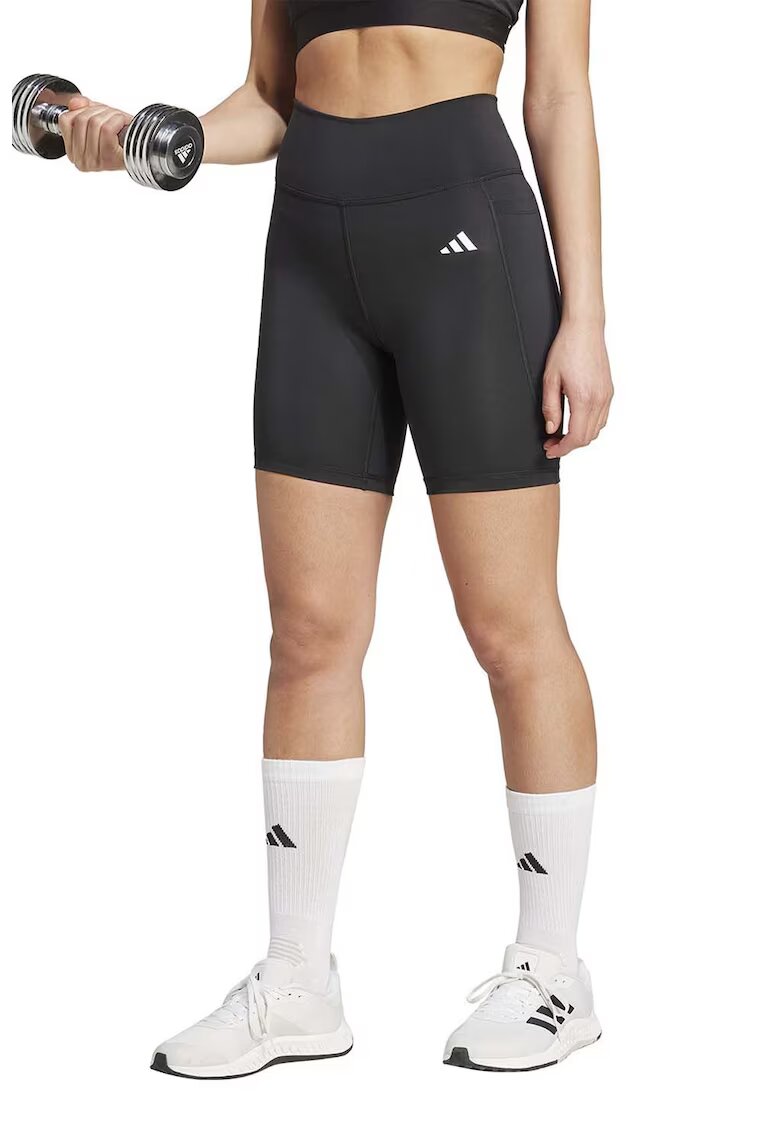 Adidas PERFORMANCE Colanti scurti cu detalii logo - pentru fitness - Negru