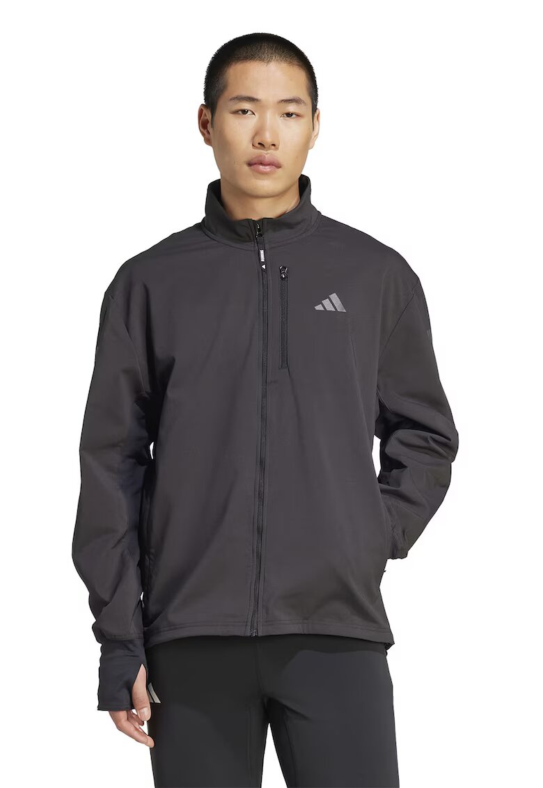 Adidas PERFORMANCE Jacheta cu fermoar si fente pentru degete - pentru alergare - Negru