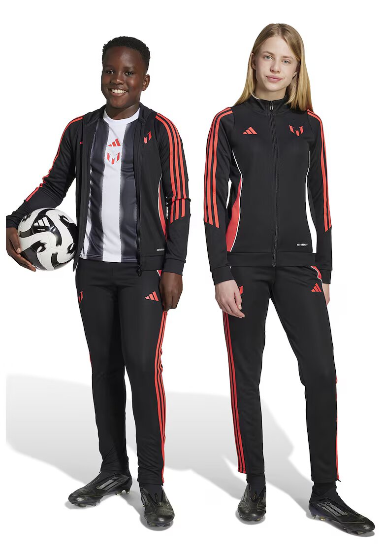 Adidas PERFORMANCE Pantaloni cu slituri laterale cu fermoar - pentru fotbal Messi - Rosu/Negru