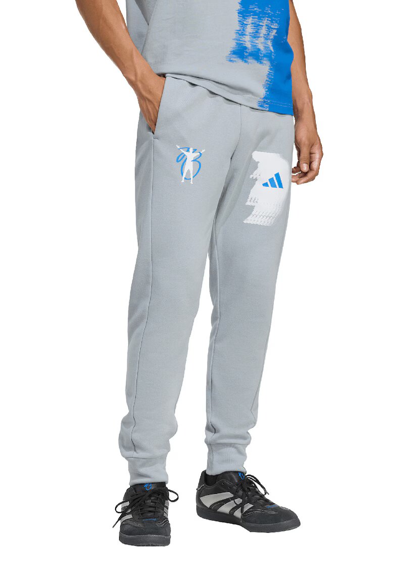 Adidas PERFORMANCE Pantaloni de trening cu buzunare laterale si talie ajustabila - pentru fotbal - Alb/Gri deschis/Albastru