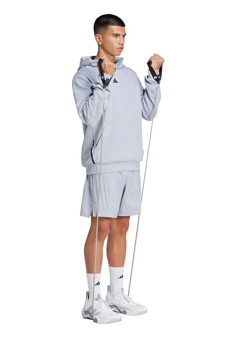 Adidas PERFORMANCE Pantaloni scurti cu buzunare cu fermoar pentru fitness - Gri deschis