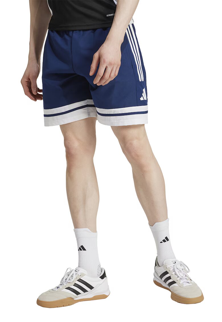 Adidas PERFORMANCE Pantaloni scurti cu detaliu logo pentru fotbal - Albastru inchis/Alb optic