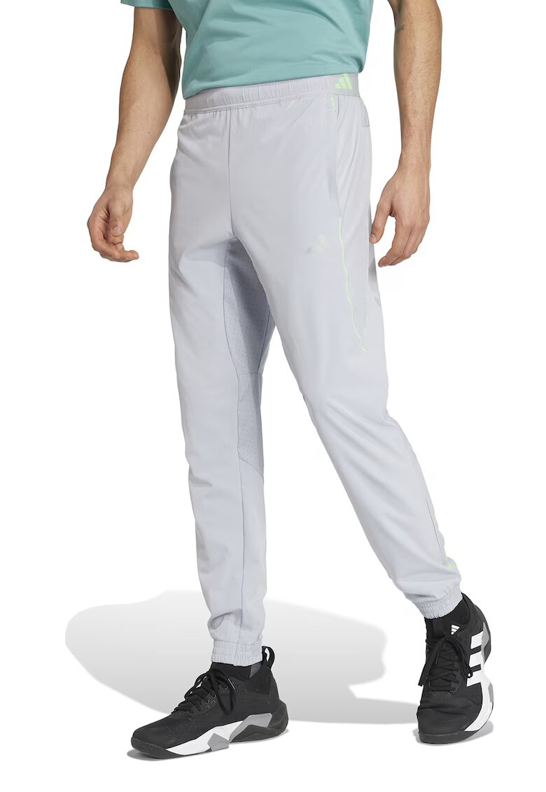 Adidas PERFORMANCE Pantaloni slim fit pentru fitness Tech - Verde/Gri deschis