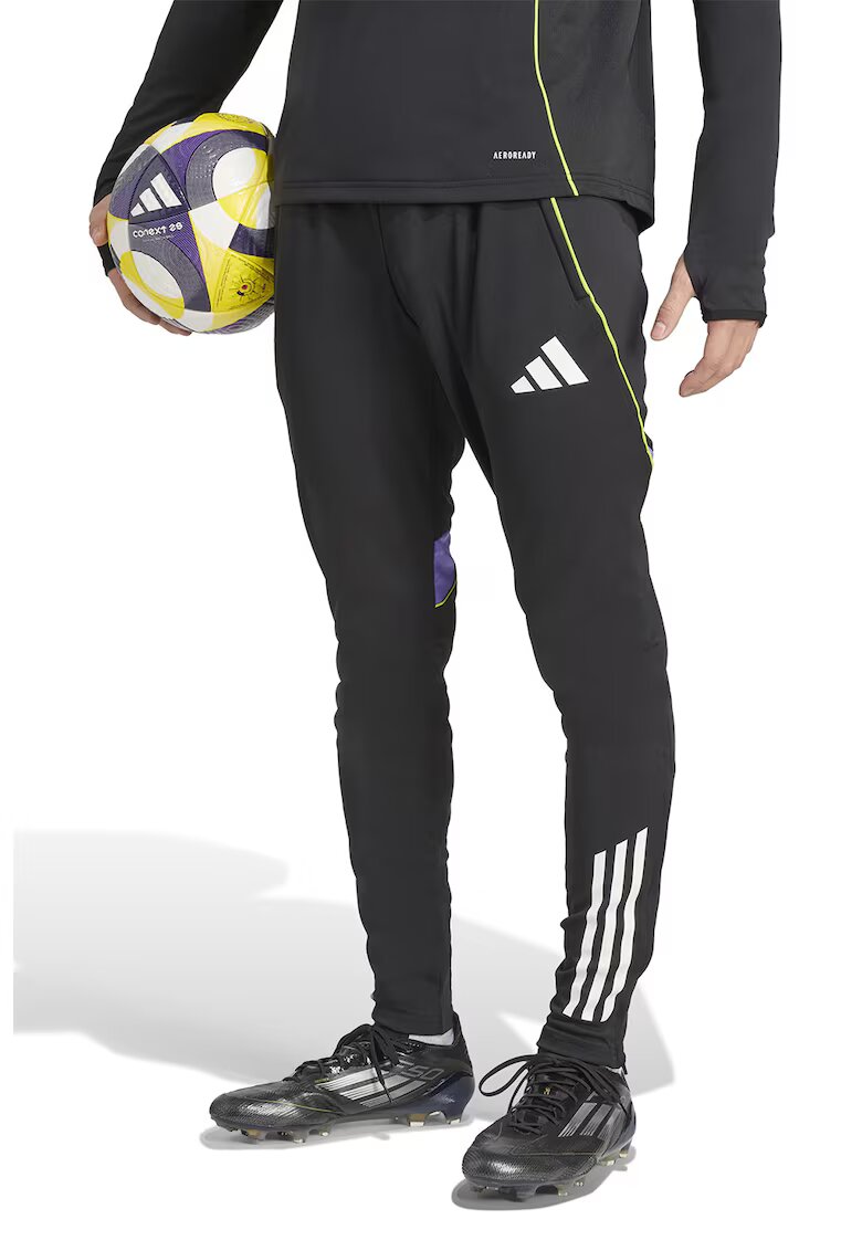 Adidas PERFORMANCE Pantaloni slim fit pentru fotbal cu terminatii cu fermoar - Alb/Negru