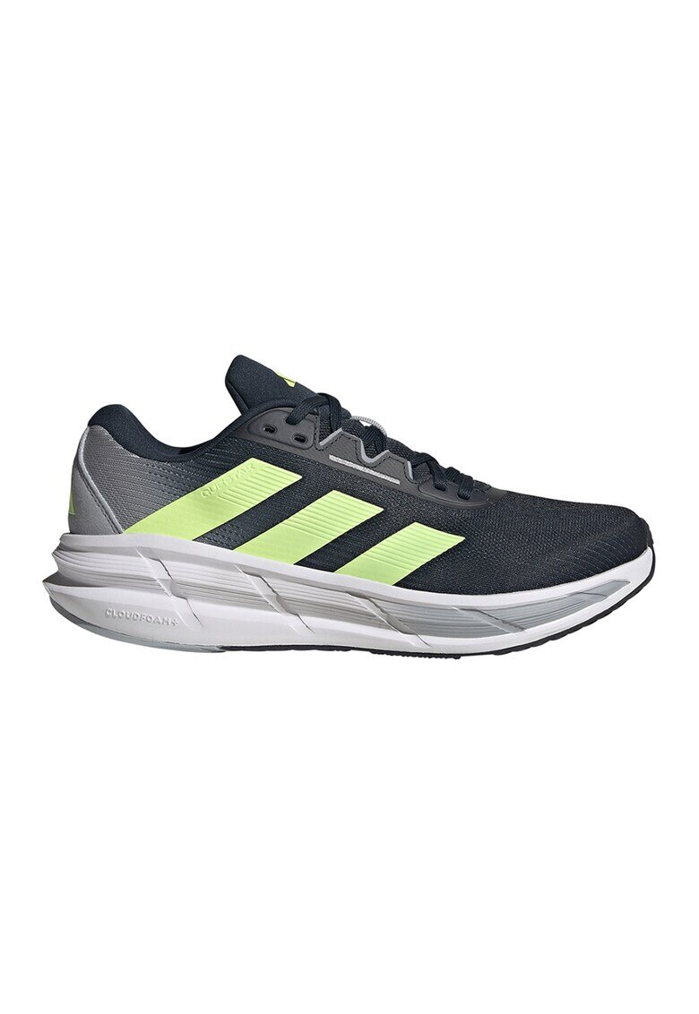 Adidas PERFORMANCE Pantofi Questar 3 cu aspect tricotat pentru alergare - Negru/Verde lime/Gri inchis