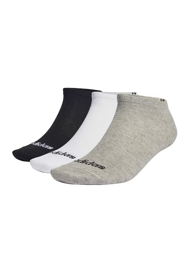 Adidas PERFORMANCE Set de 3 perechi de sosete pana la glezna cu imprimeu logo si model unisex - Alb/Negru/Gri melange