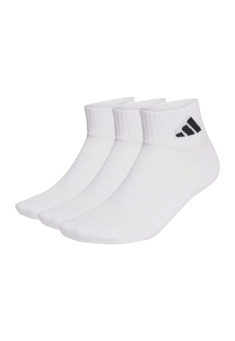 Adidas PERFORMANCE Set de 3 perechi de sosete scurte unisex cu logo - Alb