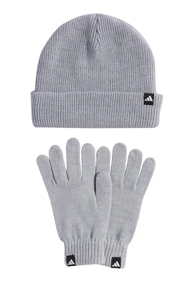 Adidas PERFORMANCE Set de caciula si manusi cu model unisex - 3 piese - Gri cenusiu