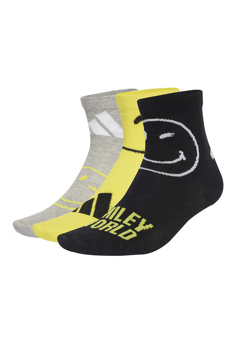 Adidas PERFORMANCE Set de sosete lungi cu model - 3 perechi - Negru stins/Gri carbune/Maro deschis