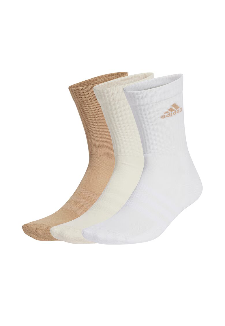 Adidas PERFORMANCE Set de sosete lungi unisex cu striatii - 3 perechi - Bej/Alb optic/Caramel
