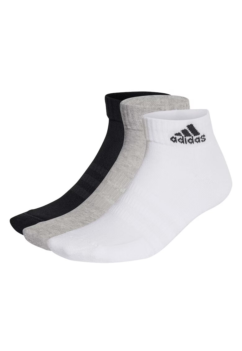 Adidas PERFORMANCE Set de sosete scurte unisex cu logo - 3 perechi - Alb/Negru/Gri